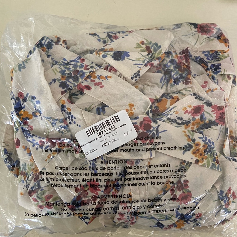 NWT ROW A FLORAL RUFFLE WAIST TIE MINI DRESS - Picture 3 of 3